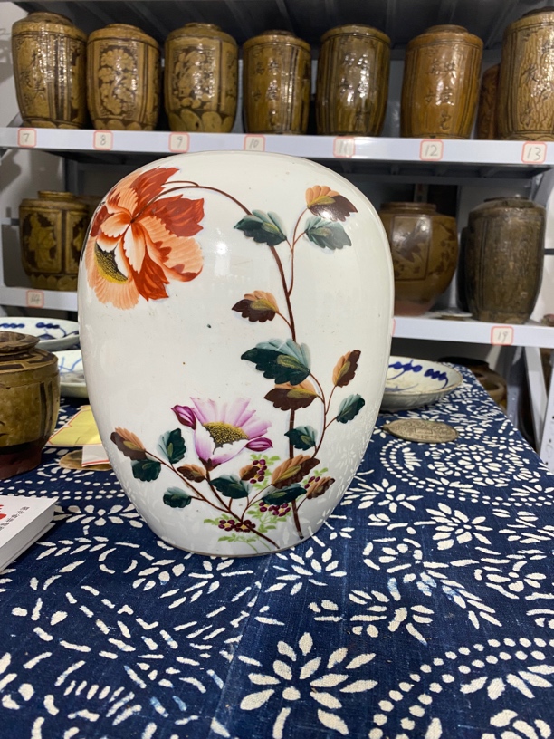 50年代初期，－枝花双影枝，全品大冬瓜罐