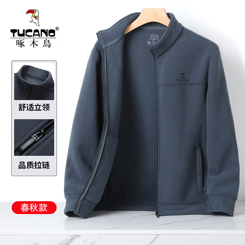 TUCANO/啄木鳥户外抓绒外套男爸爸宽松休闲摇粒绒保暖双面春夹克