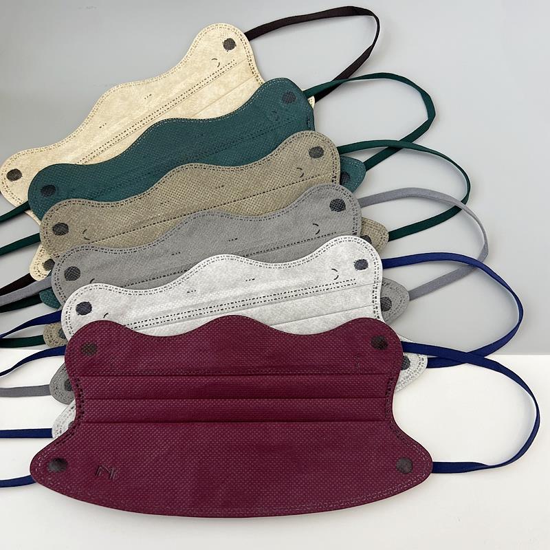 高颜值口罩一次性纯色显脸小纯色情侣舒适简约弧度异形复古红绿棕