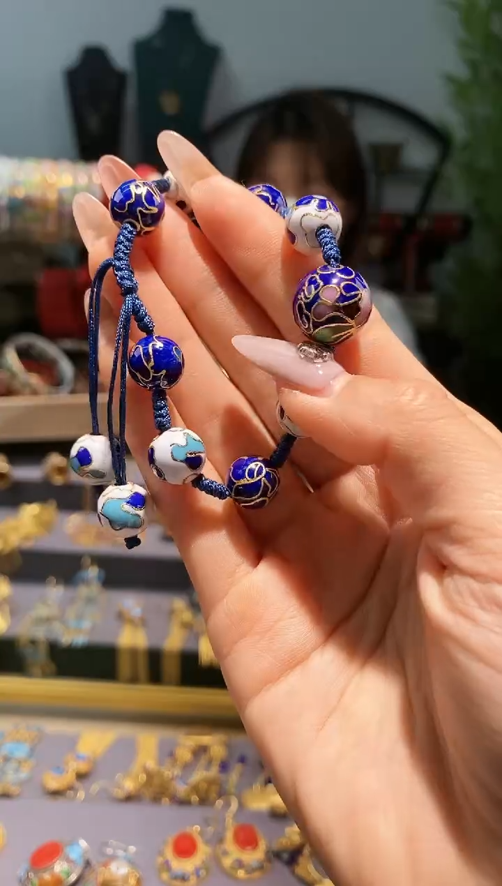 【闪购商品】手工编织绳景泰蓝手串