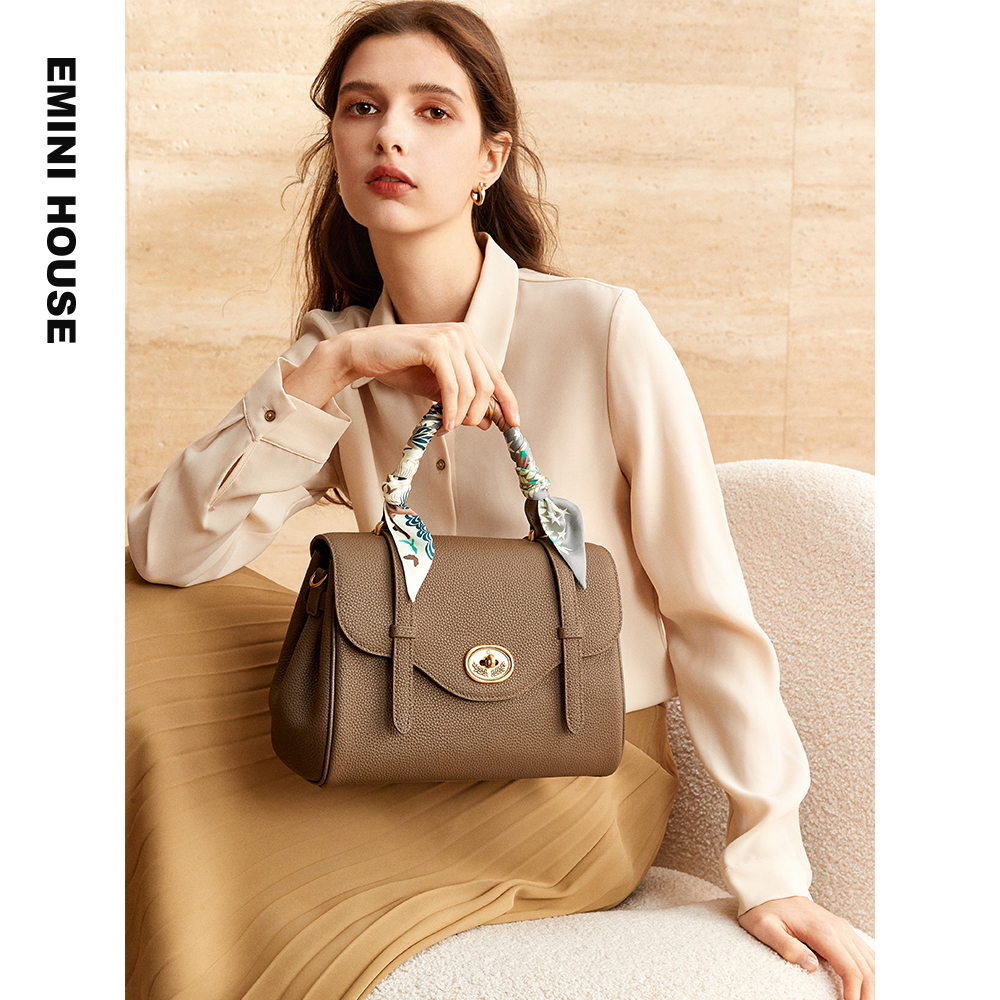 伊米妮法式新款高级头层牛皮都市职场上班包百搭公文包大容量女包