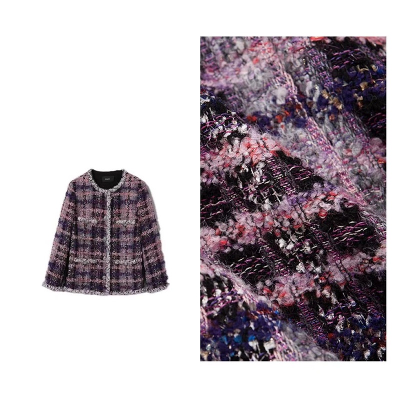 【迷雾】2024秋季重工彩色马卡龙轻奢气质长款编织羊毛小香风外套