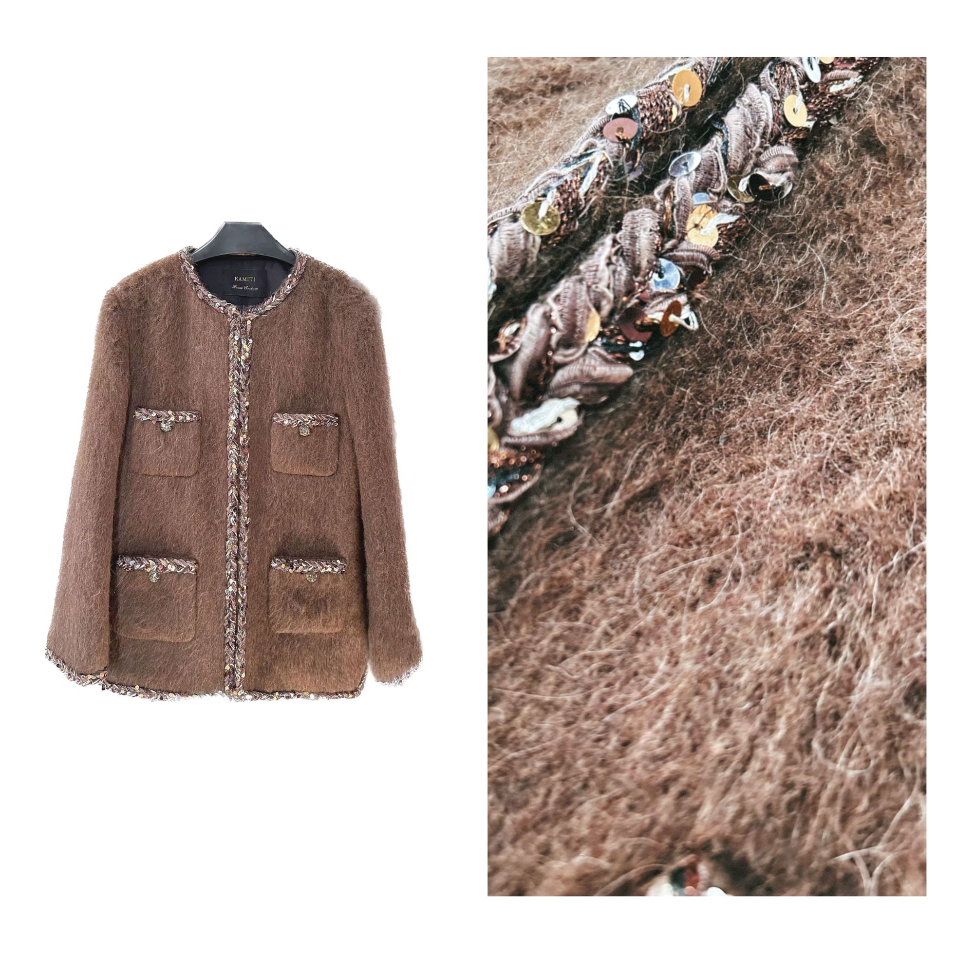 【欲望都市】 (羽绒)轻奢立体羊驼毛经典4袋廓型中长款毛呢小香外套