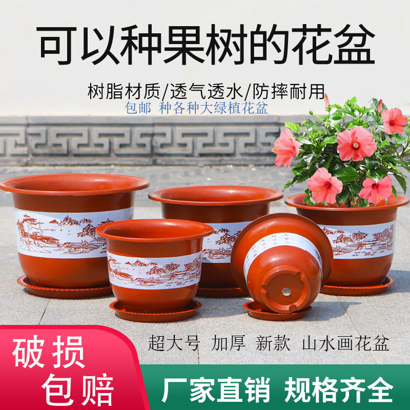 加大加厚简约透气塑料花盆环保客厅阳台发财树种植耐用果树大花盆