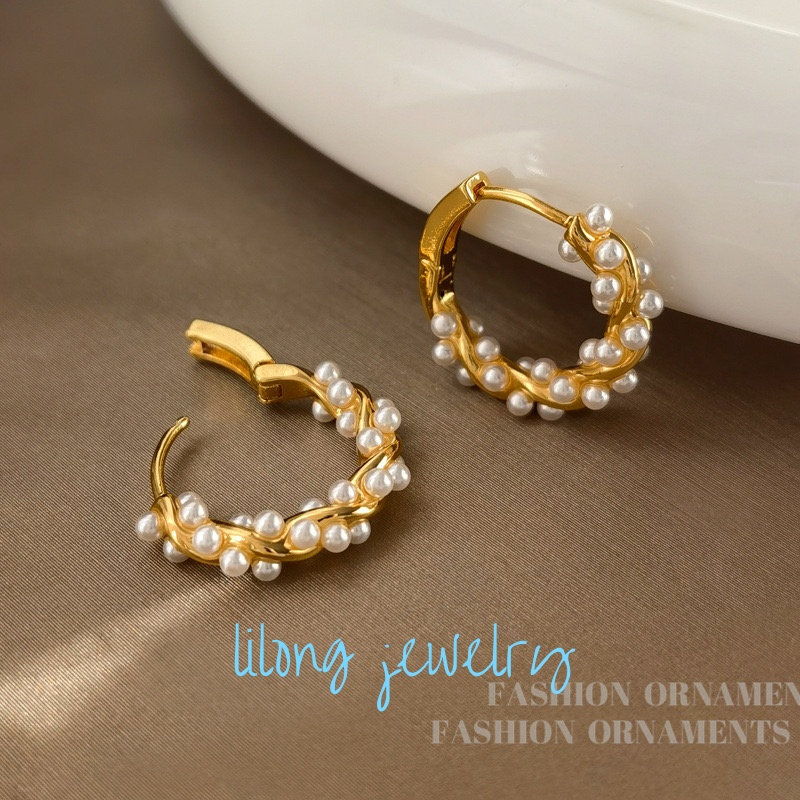 铜合金耳饰 LK063 铜镀K金法式小众简约麻花设计耳扣气质复古耳饰