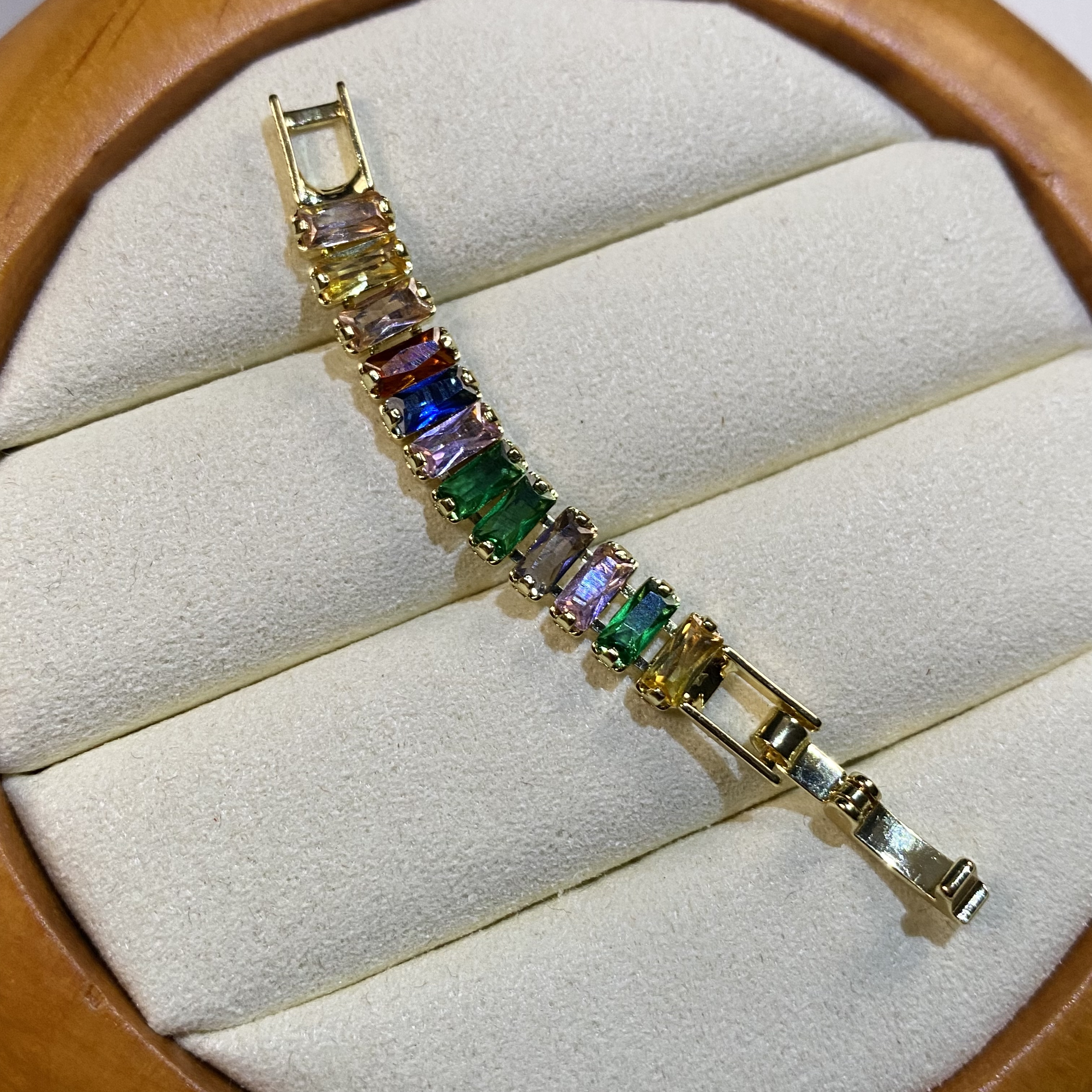 铜锆石项链 铜镀真金ins百搭时尚彩锆项链彩色轻奢饰品小众延长扣