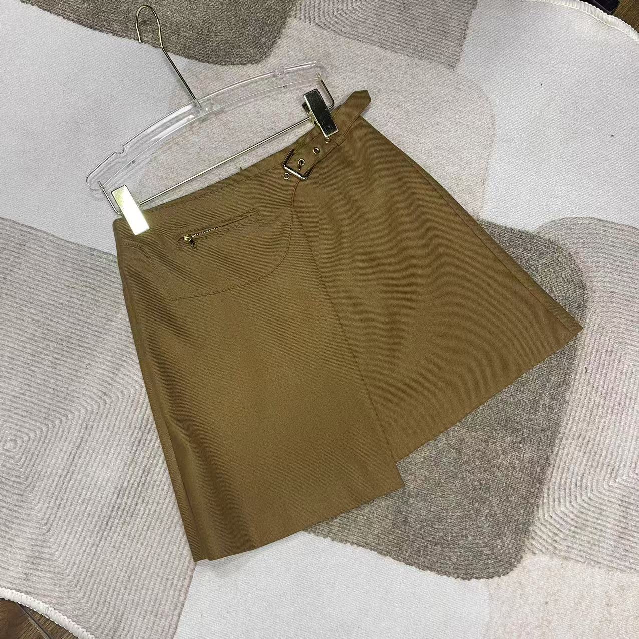 【晨浠定制】新款时尚高版本气质显瘦A摆半裙（咖色）903