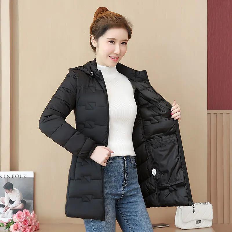 波司断码棉衣女中长款2023年新款冬季羽绒服轻薄时尚修身加厚保暖