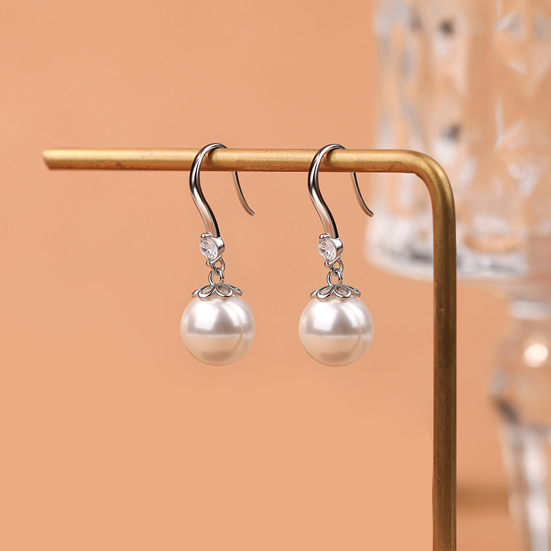 足银耳饰 S999足银珠珠耳钩女小众设计高级感耳环2025年纯银礼物 