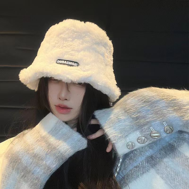 【包邮福利】女秋冬新款羊羔毛绒渔夫帽保暖冬天圆脸大脸显瘦