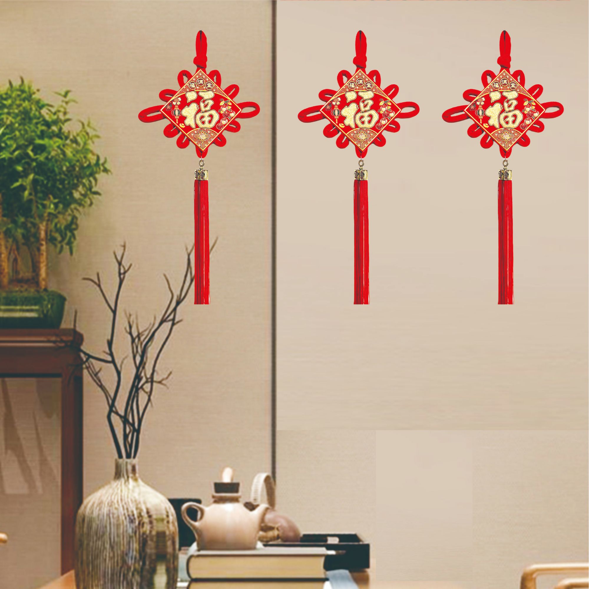 12#小中国结玻璃窗福字挂件挂饰年货