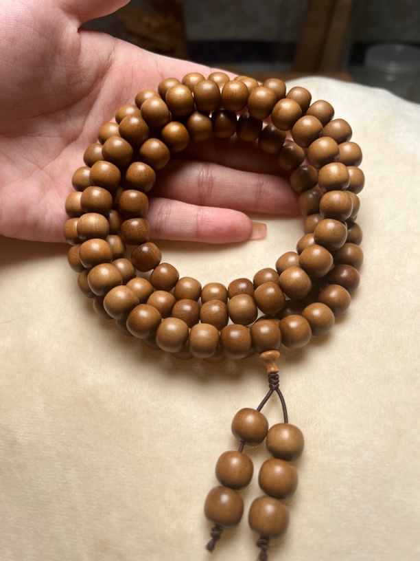 【檀香居】印度迈索尔老山檀香9/10多圈108颗顺纹 钢印回流老料奶香