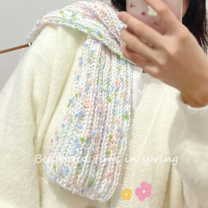 围巾毛线手工diy团织彩虹糖色毛线团豆豆线编织送闺蜜女生礼物