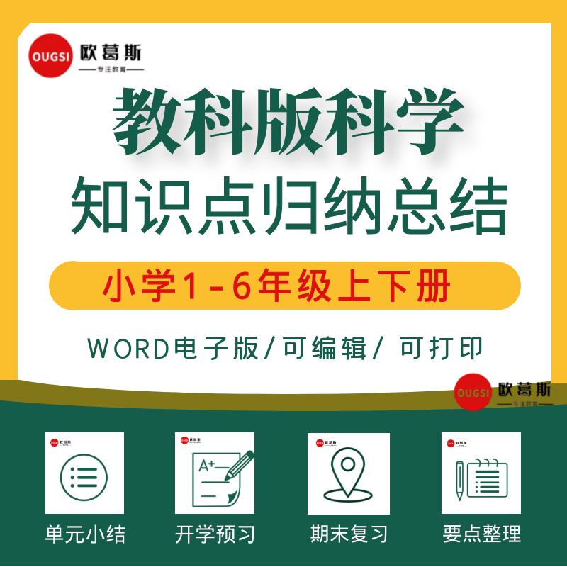 教科版小学科学知识点归纳汇总结一二三六四五上下电子资料