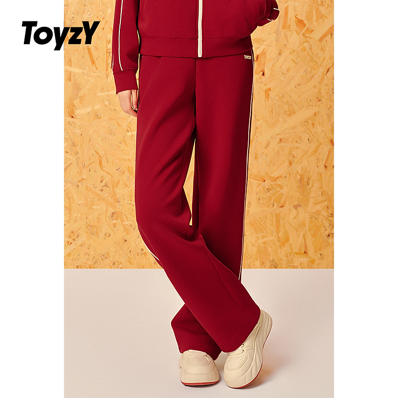 ToyzY24冬新款安可拉红羊毛空气层宽松直筒休闲裤女ZC34520730