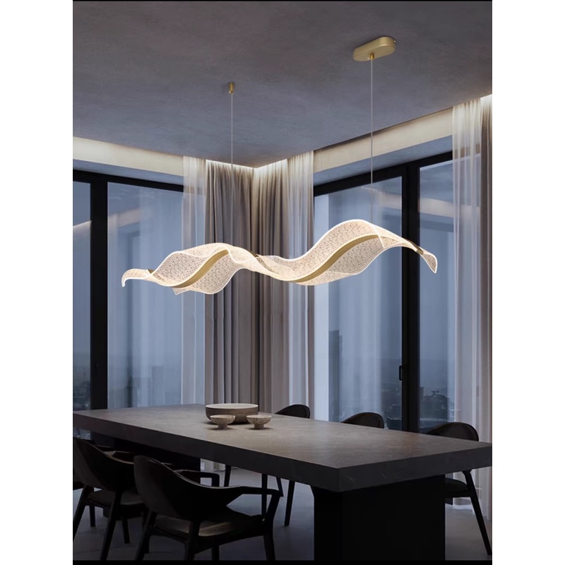 餐厅吊灯全光谱现代大气酒店前台极简新中式轻奢吧台茶室灯具长条