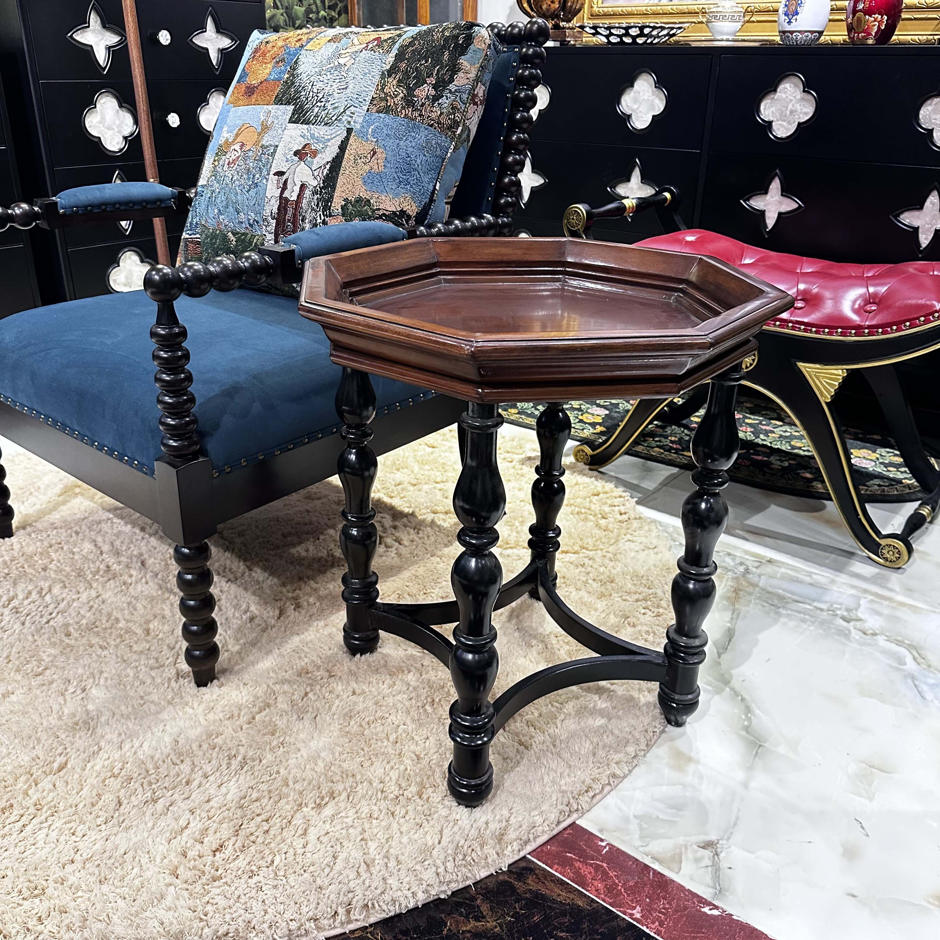 【向向家】边几美式复古客厅桌椅家用欧式雕花咖啡桌方几56*56*62cm