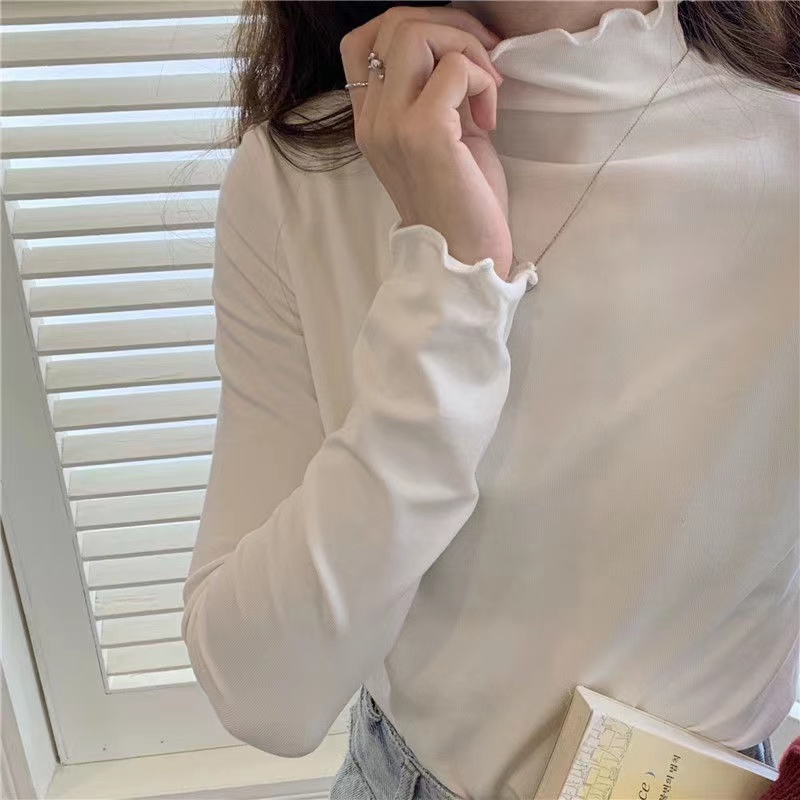 【萨萨Be Firm】大码女装半高领德绒保暖木耳边打底内搭宽松200斤