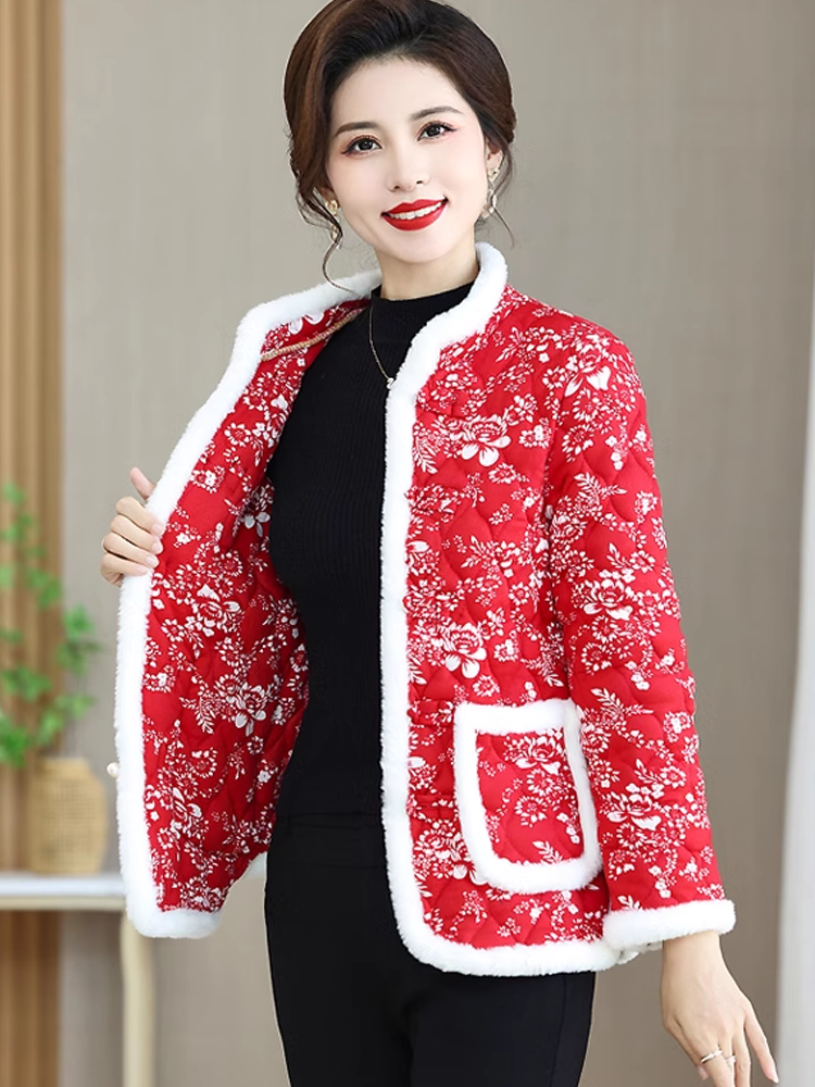 冬季花棉衣东北大花袄国风唐装碎花大棉袄2023复古小花袄网红爆款