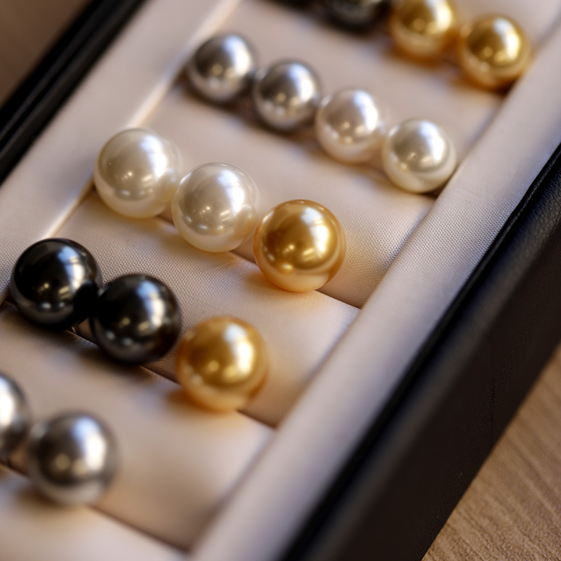 925银仿珍珠耳饰 正圆强光珍珠耳钉女耳环高级感气质秋冬气质耳饰