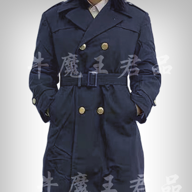 87海校风衣大衣藏青色大衣冬季棉衣活里活面中长款蓝色风衣大衣
