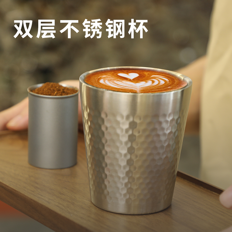 CF Wisdom智摩咖啡杯双层304不锈钢户外喝水冷饮杯美式拿铁啤酒杯