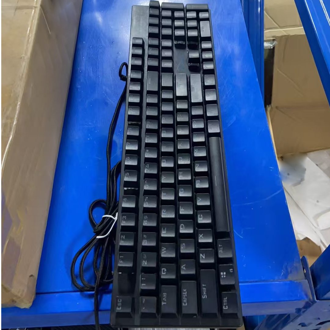 95新  QK900有线键鼠机械键盘黑白黑色【混光】{10}