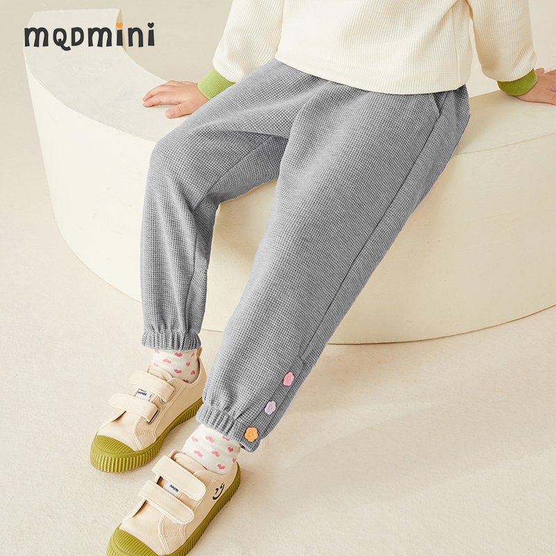 MQDMINI童装女童裤子中小童脚口开扣休闲束脚长裤儿童女宝裤子