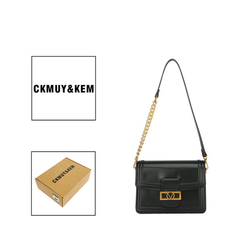 【带礼盒】2024年新款复古小方包黑色链条包时尚百搭小众单肩包A918