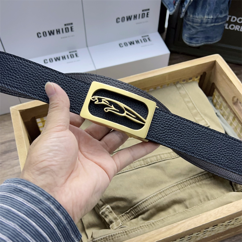 拾子匠自动扣腰带商务男士皮带真皮不锈钢头层牛皮父亲节礼物礼品