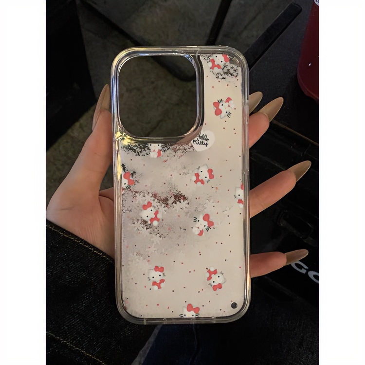 雪花流沙卡通凯蒂KT猫苹果15手机壳iphone13/14promax可爱12/11软