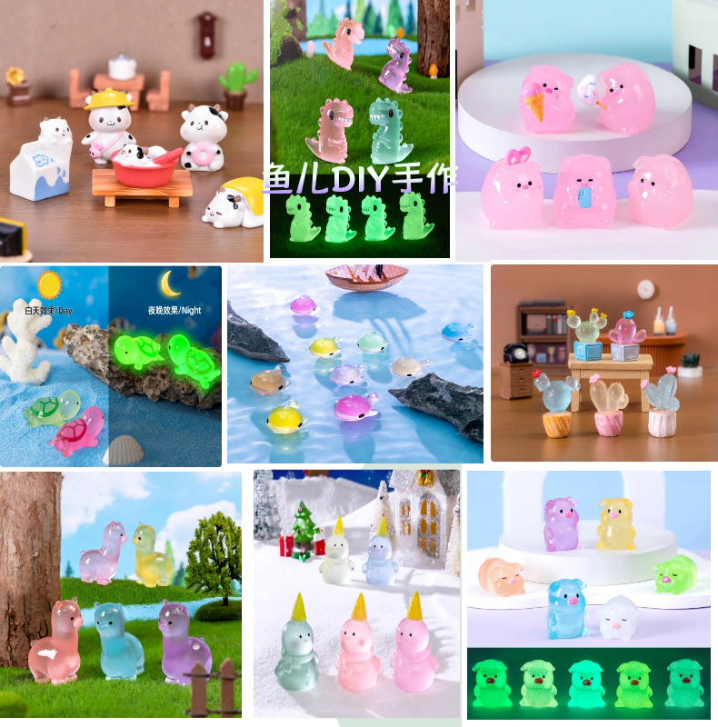 树脂小动物 可爱微景观 网红透明卧室创意治愈系立体手工熊猫米奇