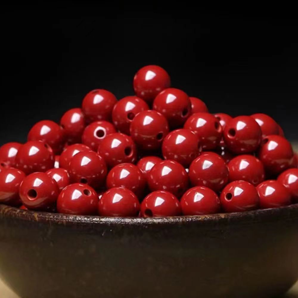 含辰砂工艺品朱砂散珠圆珠DIY制作串珠
