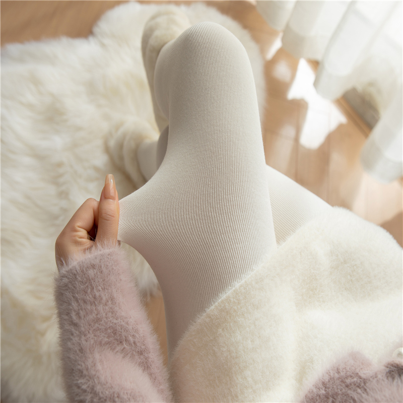 高腰白色打底裤女秋冬季加厚加绒保暖外穿灰色连裤袜显瘦打底袜子
