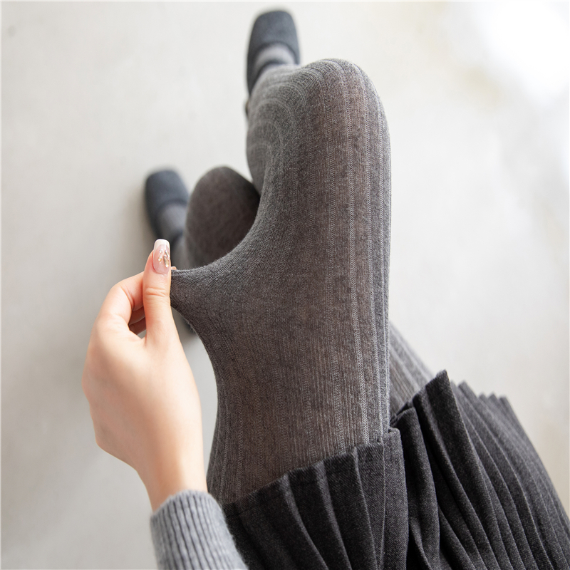 深灰色连裤袜miu系韩国东大门竖条纹打底袜女秋冬外穿薄款打底裤