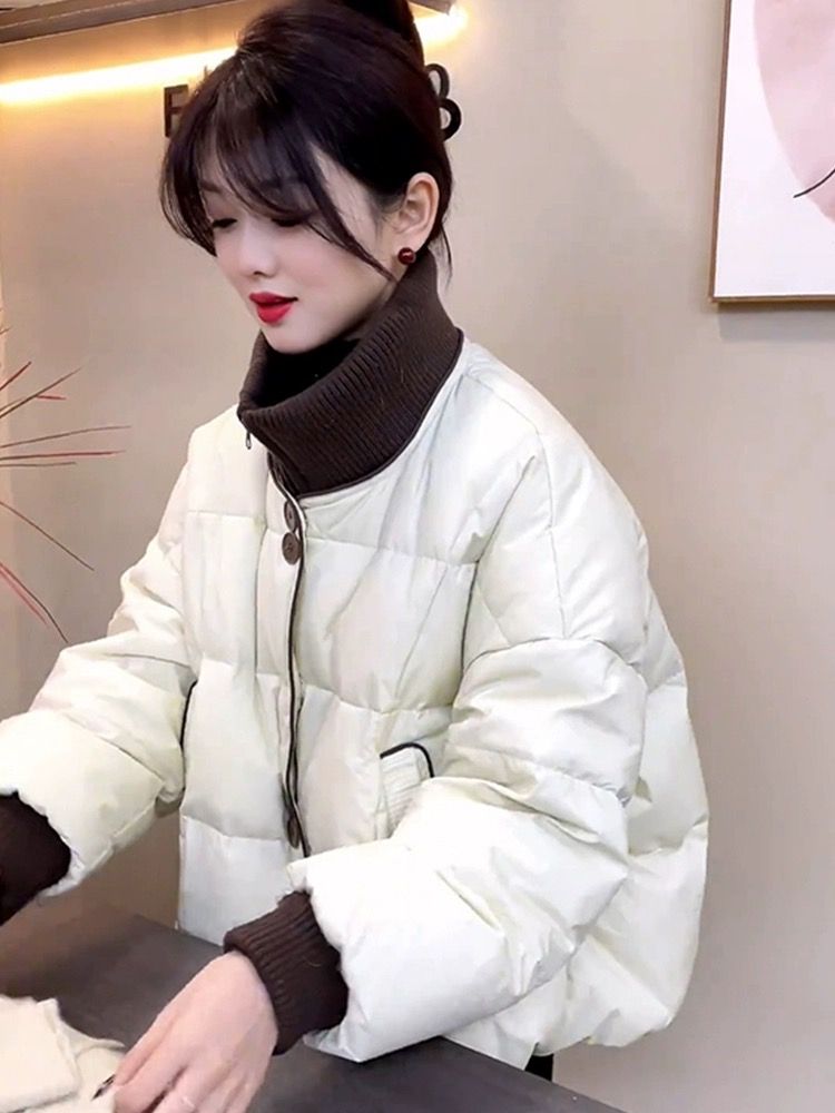 雅鹿2023新款针织领羽绒服女冬季短款宽松显瘦潮流加厚鸭绒外套潮