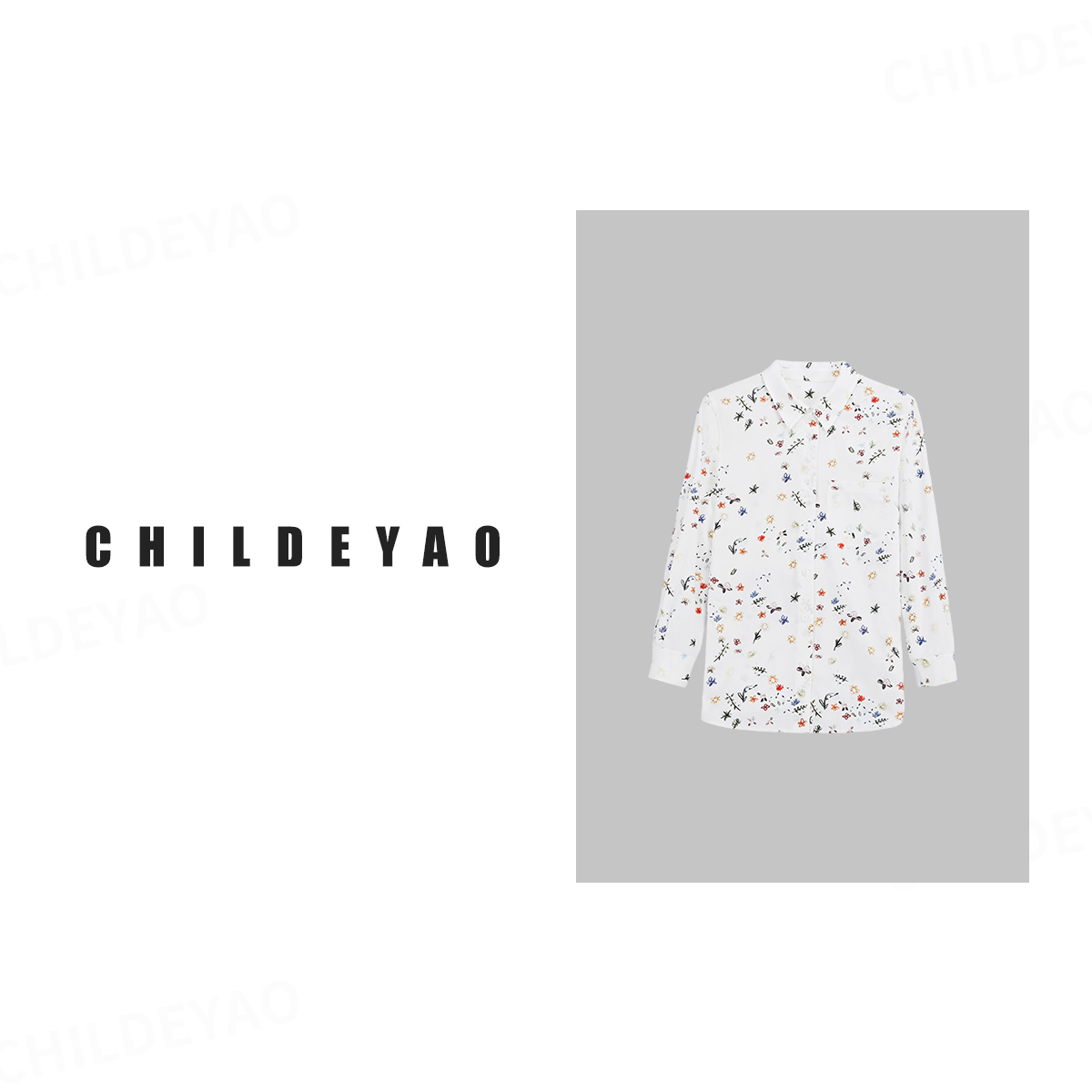 Childe Yao『繁花与你』新款洋气 时尚休闲小碎花长袖棉衬衫A4130
