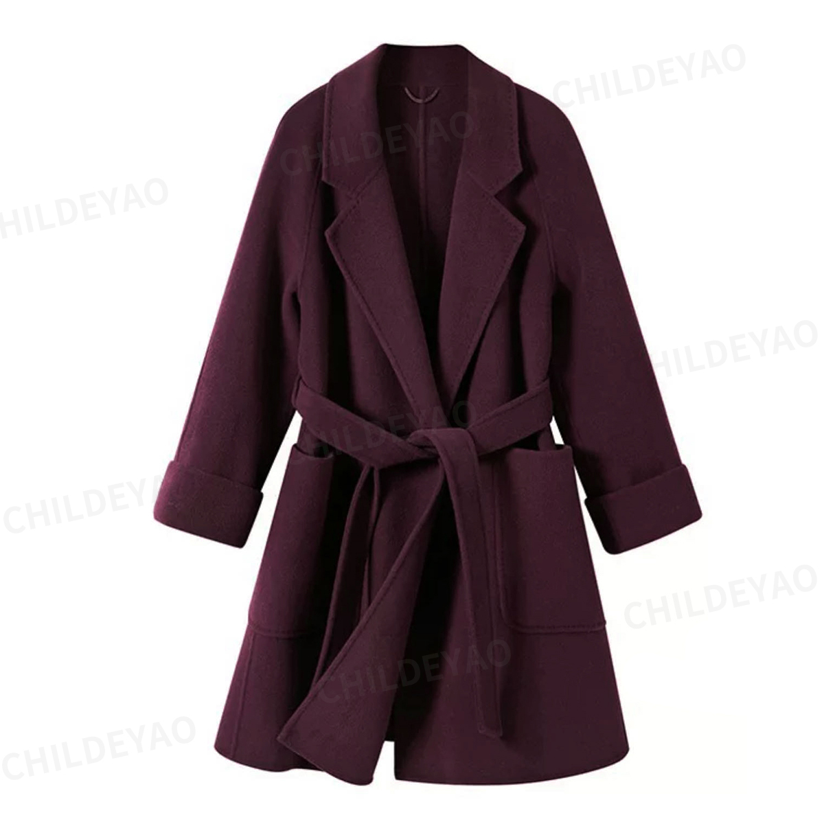 Childe Yao『苏黎世的冬』100绵羊毛气质中长款系带大衣N409101