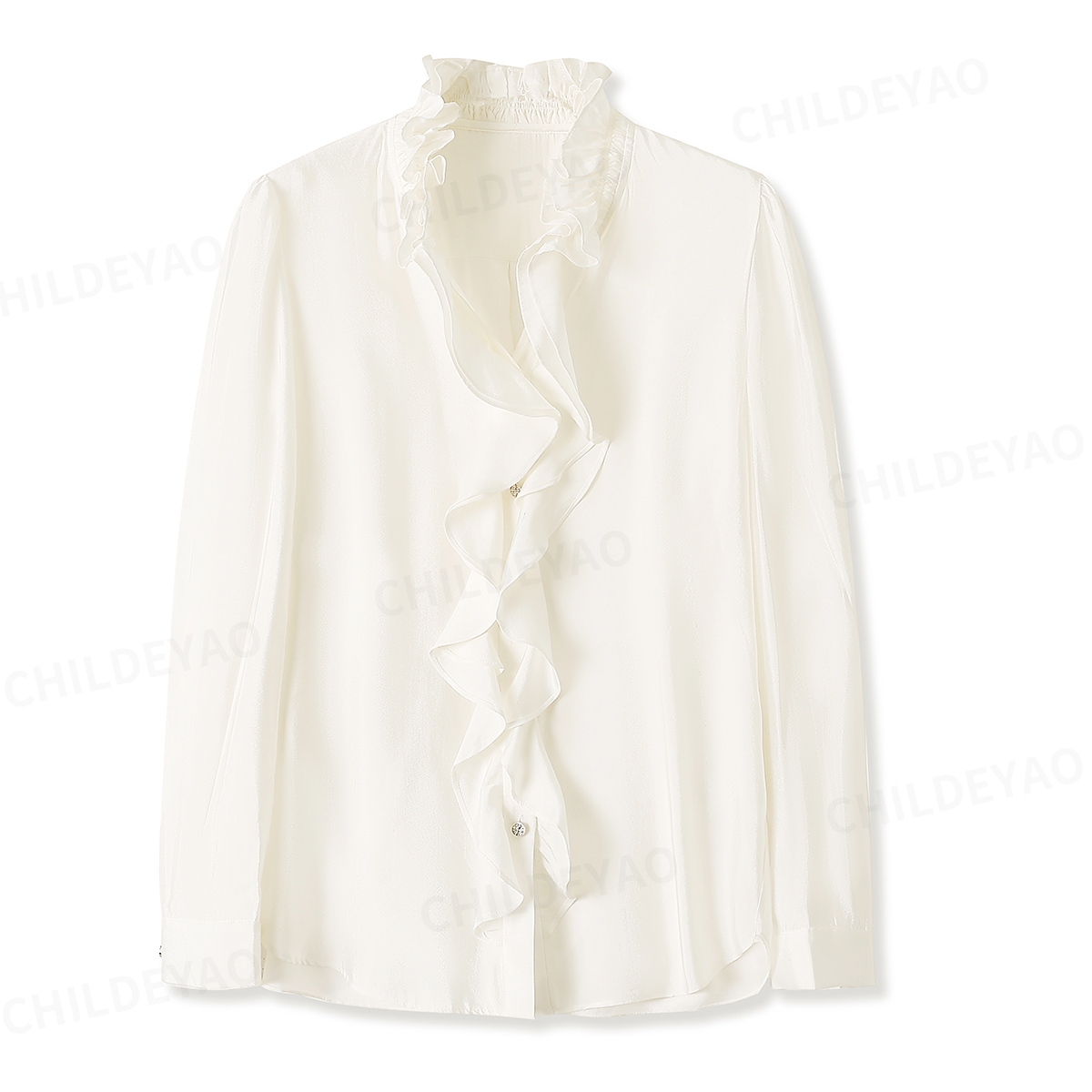 『宫廷音乐会』 法式花边领优雅荷叶边长袖衬衫S407034