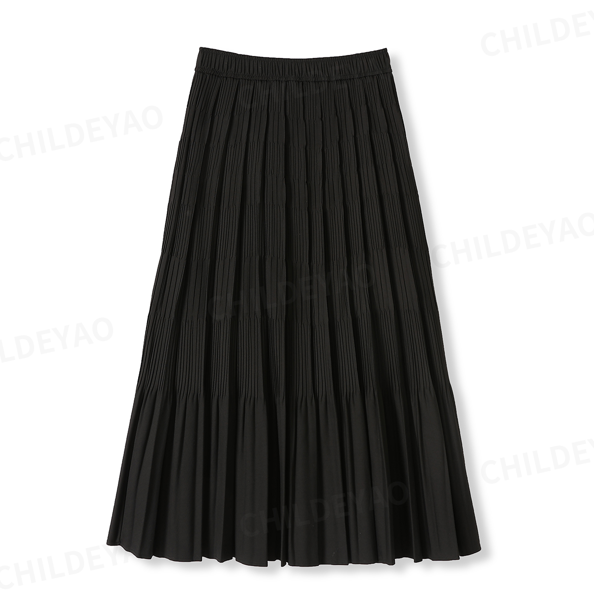 Childe Yao『梦中情裙』立体压褶A字型松紧腰半身裙小黑裙B407020