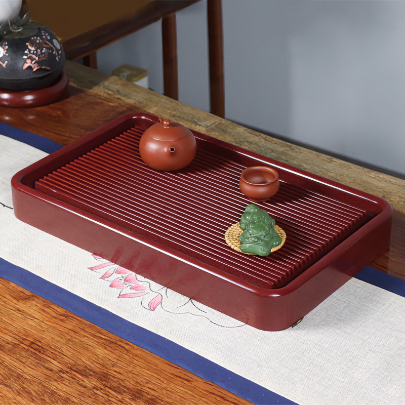 电木茶盘德国实木简约家用小槽漆盘电胶木支条小茶台边款紫砂茶海