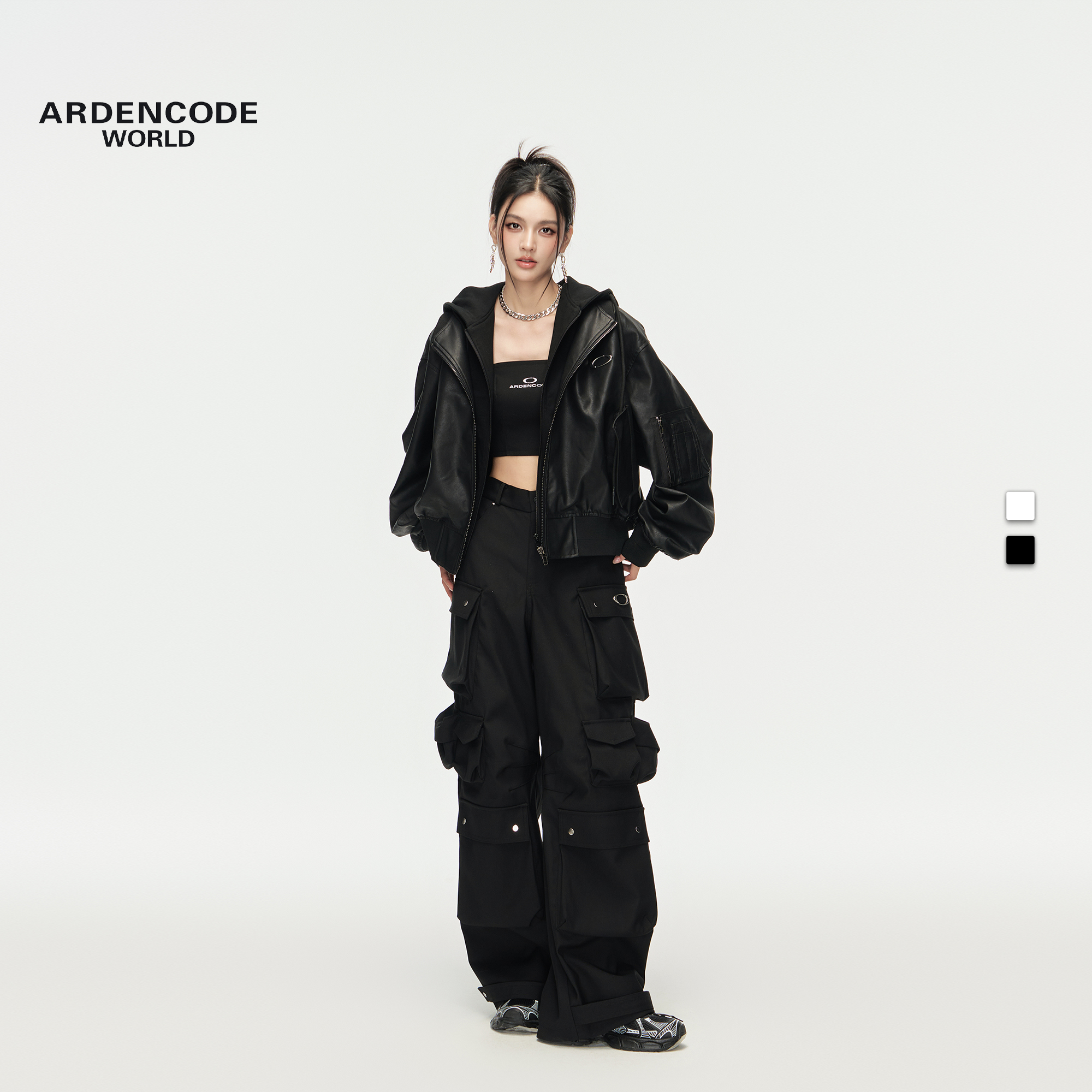 ARDENCODEWORLD 男女同款 超大宽松中腰阔腿多袋工装裤P16版型