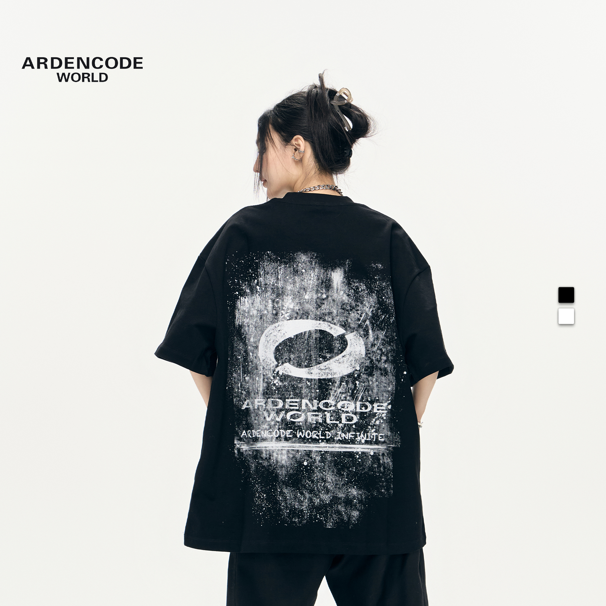 ARDENCODE男女涂鸦印花大宽松重磅380g纯棉针织短袖T恤 T5版型