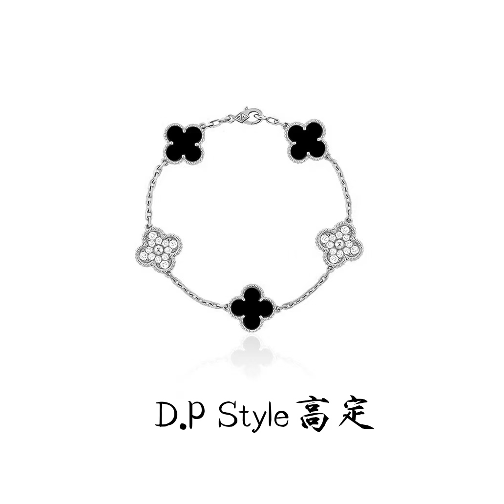 铜合金合成锆石手链 （V金工艺）CNC轻奢黑色金手链熊猫手链insM021