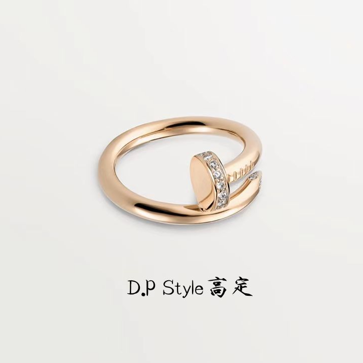 铜合金合成锆石戒指 时尚经典小众金色排钻带钻环戒百搭戒指M005