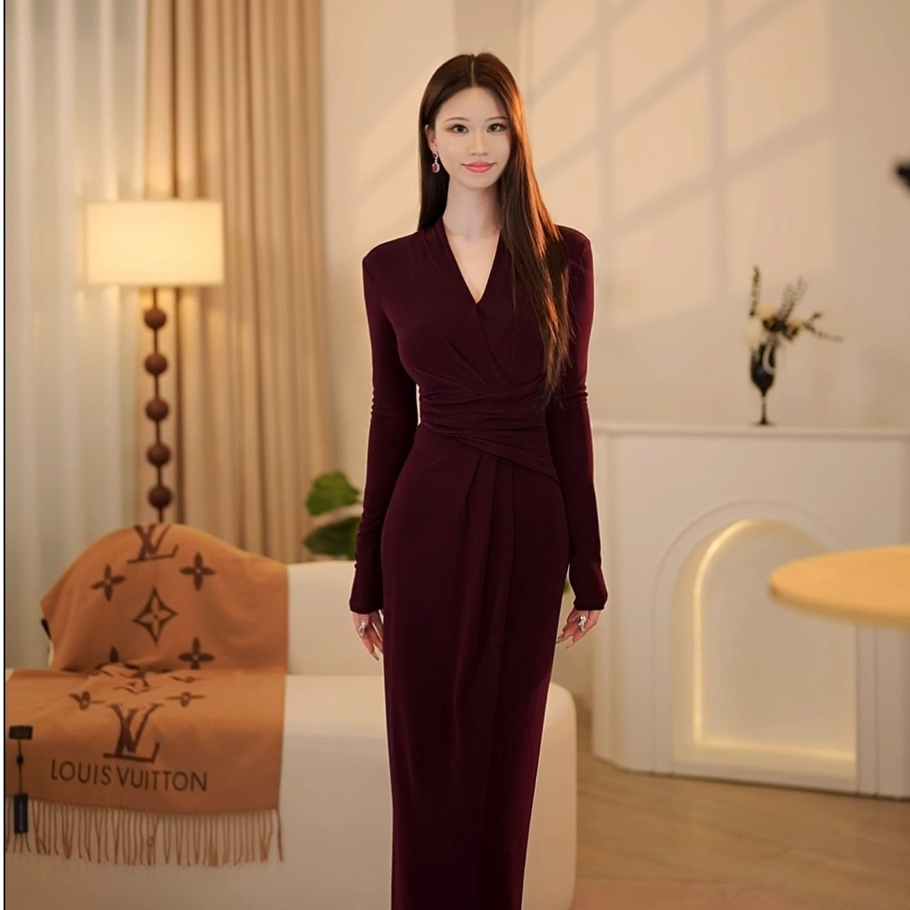 【Andrea】假日舞会秋季新款法式气质收腰显瘦直筒连衣裙-YL11080