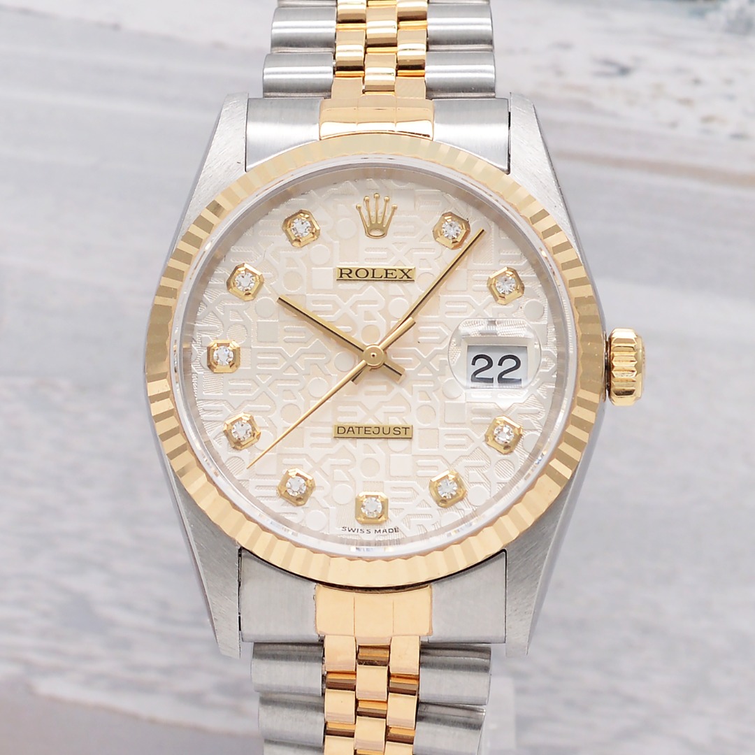 99新 Rolex/劳力士 泽泰/日志型16233电脑盘间金原钻36mm自动机械