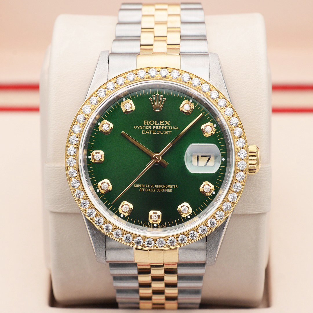 99新 Rolex/劳力士 泽泰拆单/日志16233/放射绿/36mm间金自动机械