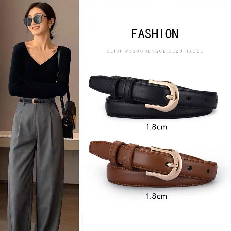 女士皮带2024新款时尚细韩版潮百搭牛仔裤带装饰休闲女款黑色腰带