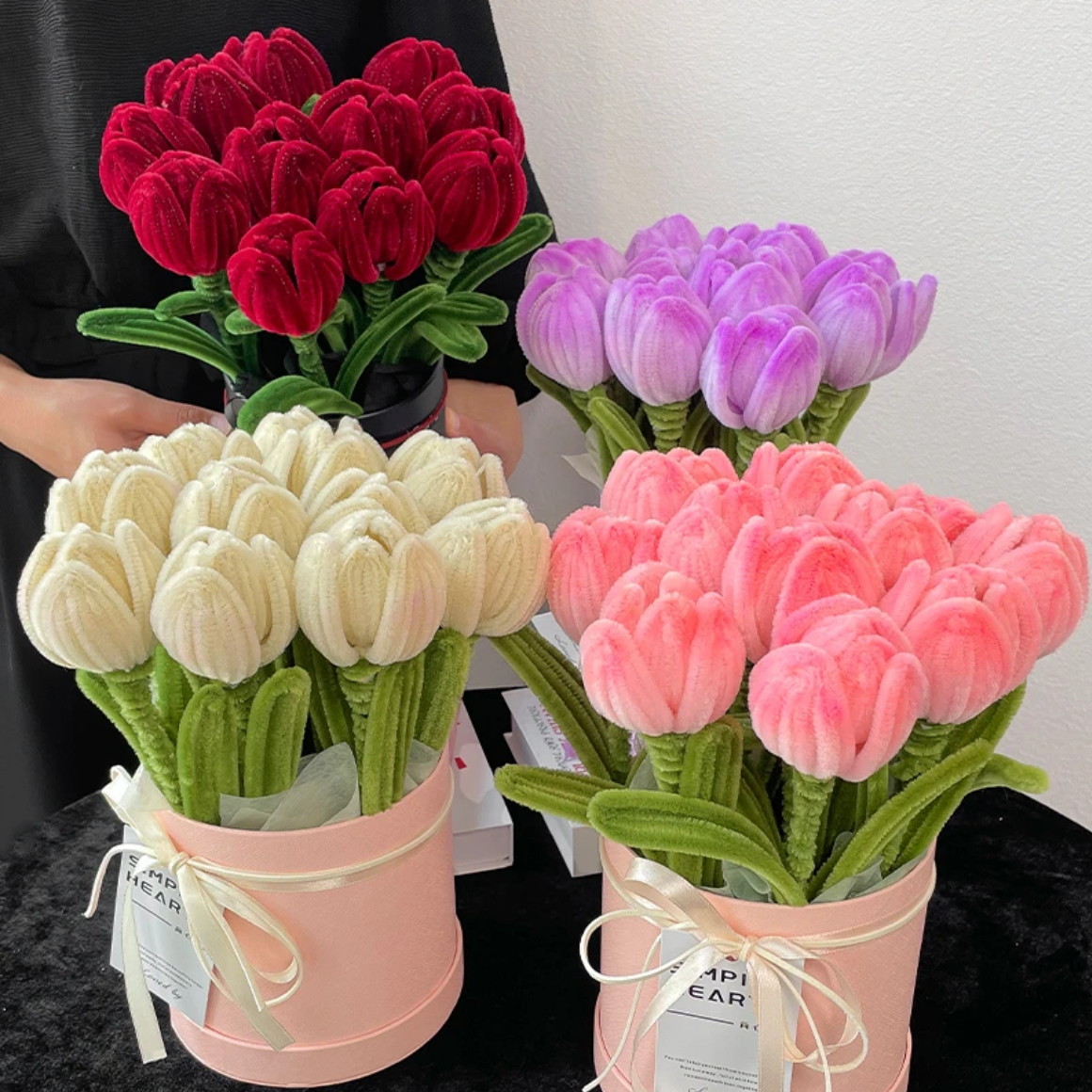 手工diy材料包郁金香扭扭棒花束抱抱桶送闺蜜送爱人